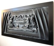 OSTATNIA WIECZERZA obraz ze skóry - czarno srebrny - duży rozmiar - S9-1 ART DECO