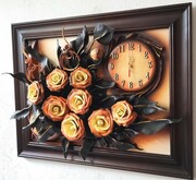 NOWOCZESNY, ELEGANCKI OBRAZ I ZEGAR Z SKÓRY. RĘKODZIEŁO. NA WIELE OKAZJI ART DECO