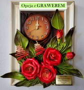Obraz z czerwonymi różami i zegarem - na prezent dla kobiety, mamy! ART DECO