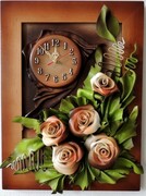 Oryginalny trójwymiarowy obraz z zegarem i różami - K3Z-10 ART DECO