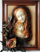 Matka Boża - obraz ze skóry - k3s-1 ART DECO