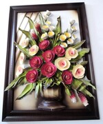 Duży stylowy obraz do salonu z bukietem kwiatów w wazonie - elegancki prezent - K8-1 ART DECO