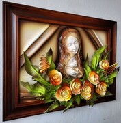 Obraz z Matką Bożą ze skóry - na prezent ślubny i inne okazje ART DECO