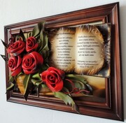 Prezent dla nauczyciela na koniec roku szkolnego - obraz z bukietem róż i dedykacją. ART DECO