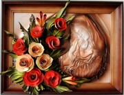 OBRAZ Z MATKĄ BOŻĄ ZE SKÓRY BUKIETEM KWIATÓW - K6S-3 ART DECO