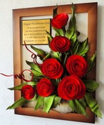 Obraz z bukietem czerwonych róż i dedykacją na prezent - podziękowanie dla nauczyciela - wychowawczyni ART DECO