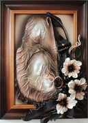 Obraz Święta Rodzina na prezent ślubny - drewniana rama - K5SR-3 ART DECO