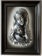 CZARNO-SREBRNY OBRAZ Z MATKĄ BOŻĄ W SKÓRZE - S3-2 ART DECO