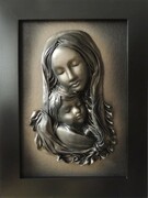 Czarno mosiężny obraz z Matką Bożą - na prezent - S3-16 ART DECO