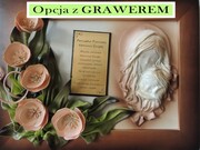 Obraz z Matką Bożą na prezent 1 Komunię Świętą - CHRZEST + róże i dedykacja - K3SK-3 ART DECO