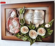 Obraz z płaskorzeźbą ŚWIĘTEJ RODZINY - prezent na Ślub dla nowożeńców + dedykacja ART DECO