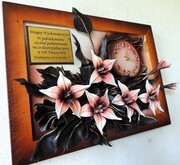 Obraz z zegarem i z liliami - prezent dla nauczycielki - wychowawczyni na koniec roku, dzień nauczyciela i inne okazje ART DECO