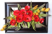 Obraz maki & goździki w koszu na prezent urodzinowy - jubileuszowy- k5-8 ART DECO