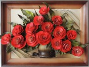 Piękny bukiet czerwonych kwiatów w wazonie - Prezent dla kobiety na URODZINY jubileusz i inne okazje ART DECO