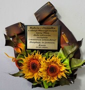 Podkowa z dedykacją i słonecznikami na dzień Babci i Dziadka i inne okazje ART DECO