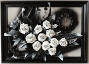 DUŻY OBRAZ ZE SKÓRY 3D + ZEGAR - K8Z-2 ART DECO