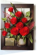 Prezent dla wychowawczyni, obraz z dedykacją i bukietem czerwonych róz - K5D-11 ART DECO