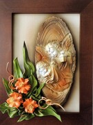 Obrazek z Aniołem Stróżem + kwiaty - na prezent dla dziecka - A3S-4 ART DECO