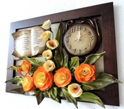 Obraz na podziękowanie dla rodziców, dedykacja + zegar + kwiaty - K5D-12 ART DECO