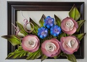 Obraz z kwiatami w drewnianej ramie na prezent dla Babci i Dziadka i inne okazje ART DECO