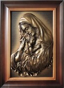 PIĘKNY OBRAZ Z PŁASKORZEŹBĄ MATKI BOŻEJ W KOLORZE BRONZO - S5-5 ART DECO