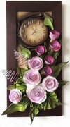 Obraz z zegarem 3D - FIOLETOWE KWIATY - K4Z-10 ART DECO
