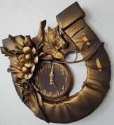 Podkowa na szczęście z konikiem i zegarem prezent na prezent z okazji DNIA BABCI I DZIADKA ART DECO