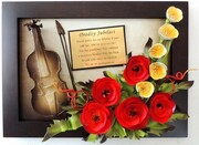 Obraz z zegarem i skrzypcami - prezent z okazji Jubileuszu 45-tej Rocznicy Ślubu + dedykacja ART DECO