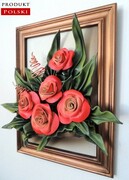 Obraz z różami w kolorze cegiełkowym - prezent na urodziny Jubileusz ART DECO