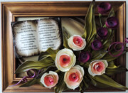 PIĘKNY UNIWERSALNY OBRAZ ZE SKÓRY Z KWIATAMI I DEDYKACJĄ - K5D-4 ART DECO