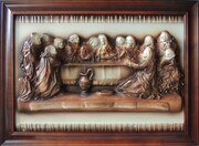 Duży obraz OSTATNIA WIECZERZA w drewnianej ramie koloru orange NA JUBILEUSZ - S8-12 ART DECO