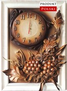 Wyjątkowy zegar ścienny z winogronem - rękodzieło ze skóry - RZ5-5 ART DECO