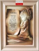 Obraz z klęczącą dziewczynką na prezent Komunijny, Chrzest - 40-30cm - A2-D9 ART DECO