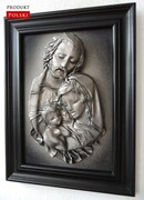 Czarno srebrny obraz Święta Rodzina na prezent ślubny - podziękowanie lub jubileusz SR2-15 ART DECO