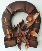 Podkowa na szczęście z Lilijką i oryginalnymi podkowiakami na prezent do nowego domu ART DECO