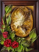 Obraz z amorkiem miłości na prezent ślubny dla zakochanych ART DECO