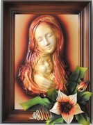 MARYJA Z DZIECIĄTKIEM - OBRAZ SKÓRZANY - K3S-4 ART DECO