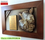 Prezent na Chrzest Święty - obraz z Aniołem Stróżem i dedykacją - AS2-4 ART DECO