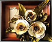 Obraz z ręcznie wykonanymi kwiatami - Oryginalny prezent na różne okazje ART DECO