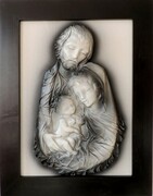 OBRAZ ZE SKÓRY, ŚWIĘTA RODZINA, TRÓJWYMIAROWY, NOWA KOLORYSTYKA. SR6-9 ART DECO