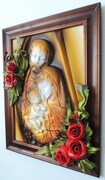 Obraz 3d z dużą płaskorzeźbą Świętej Rodziny - Rękodzieło na prezent Ślubny - Jubileusz - Podziękowanie ART DECO