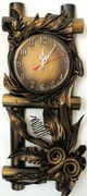 CZARNO-MOSIĘŻNY ZEGAR SCIENNY ZE SKÓRY I BAMBUSA- B17-4 ART DECO