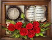 PIĘKNY OBRAZ Z DEDYKACJĄ I ZEGAREM NA JUBILEUSZ podziękowanie ŚLUB inne okazje ART DECO