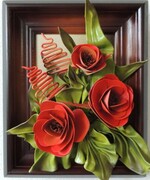 Czerwone Maki - obraz ze skóry na prezent dla dziewczyny - kobiety - mamy ART DECO