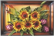 Obraz ze skóry - słoneczniki i winogrona - K7-7 ART DECO