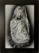 NOWOCZESNY, ELEGANCKI OBRAZ ZE SKÓRY ŚWIĘTEJ RODZINY, KOLOR POPIELATY ZE SREBREM. SR5-9 ART DECO