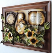 Obraz z Świętą Rodziną, kwiatami i dedykacją na 35-tą Rocznicę Ślubu RĘKODZIEŁO ART DECO