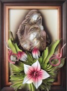 Obraz z Świętą Rodziną w drewnianej ramie + Lilia - K3SR-3 ART DECO