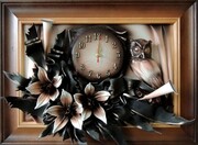 Obraz z zegarem - Sowa symbol Mądrości - K5Z-4 ART DECO