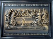 Duży obraz Ostatnia Wieczerza - czarno - mosiężny w drewnianej ramie s8-7 ART DECO